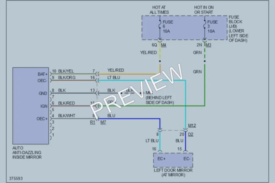 2012 Nissan Maxima Power Mirrors wiring diagram preview