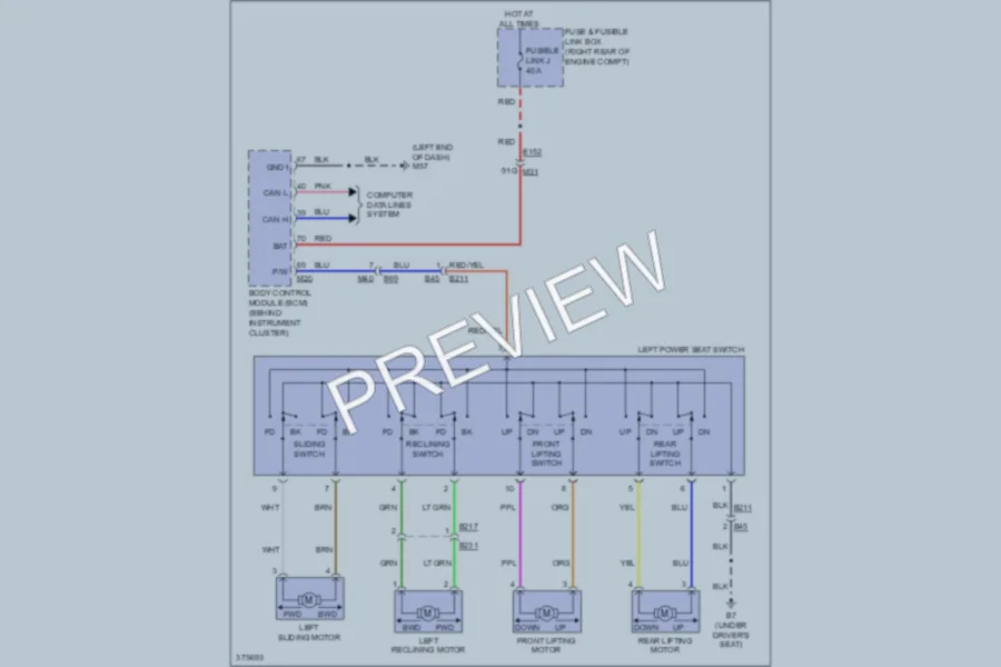 2012 Nissan NV1500 Power Seats wiring diagram preview