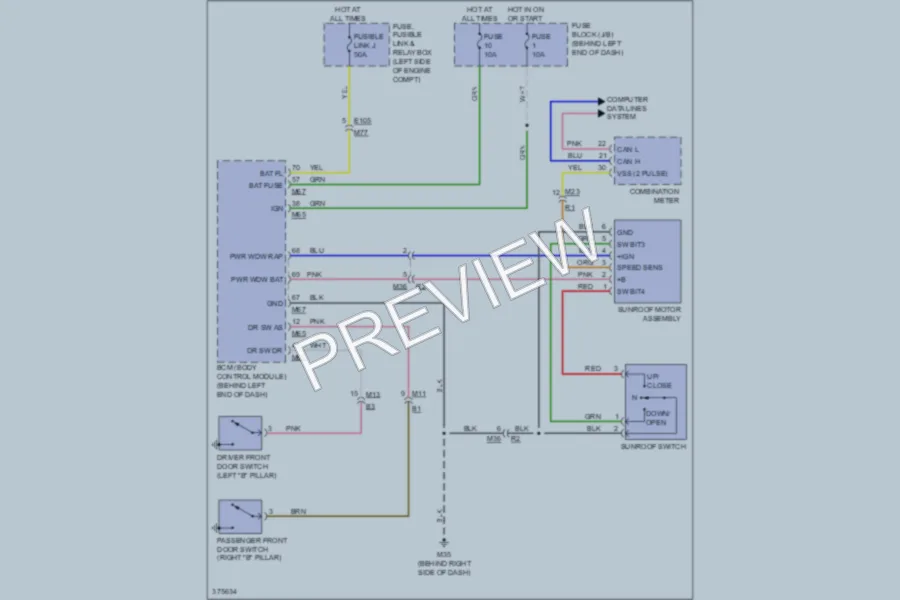 2012 Nissan Rogue Power Top Sunroof wiring diagram preview