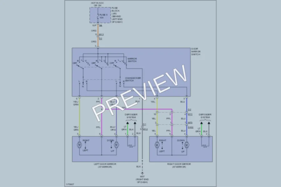 2012 Nissan Sentra Power Mirrors wiring diagram preview