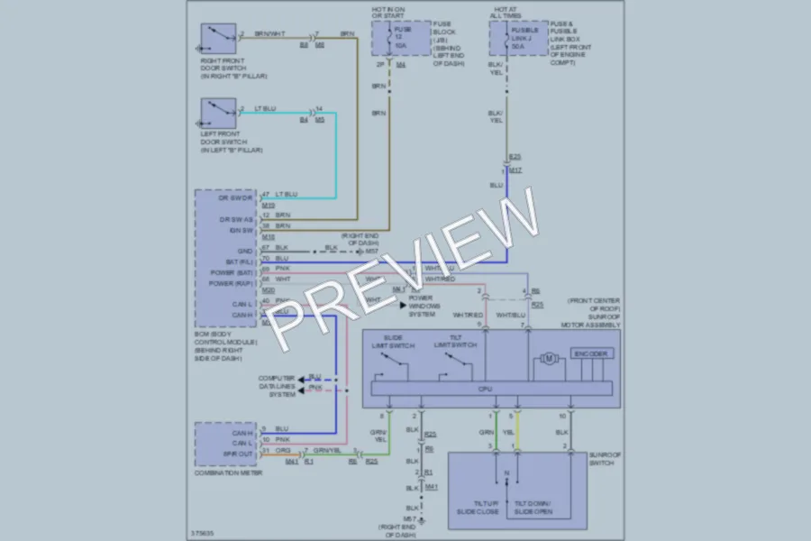 2012 Nissan Sentra Power Top Sunroof wiring diagram preview