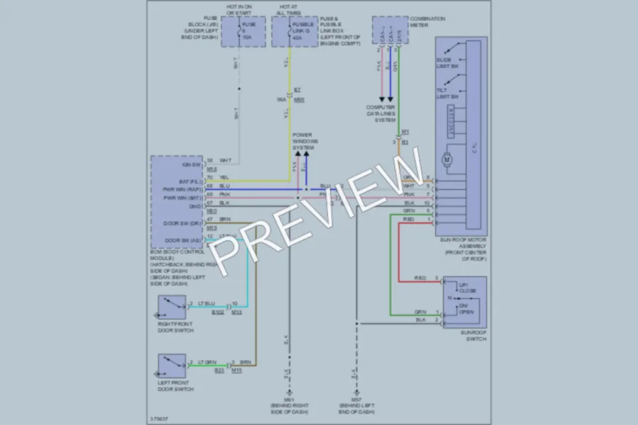 2012 Nissan Versa Power Top Sunroof wiring diagram preview