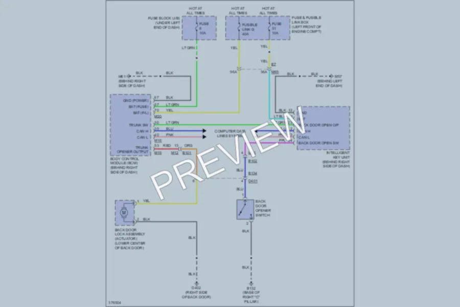 2012 Nissan Versa Trunk Tailgate Fuel Door wiring diagram preview