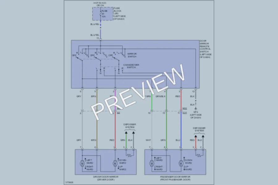 2012 Nissan cube Power Mirrors wiring diagram preview