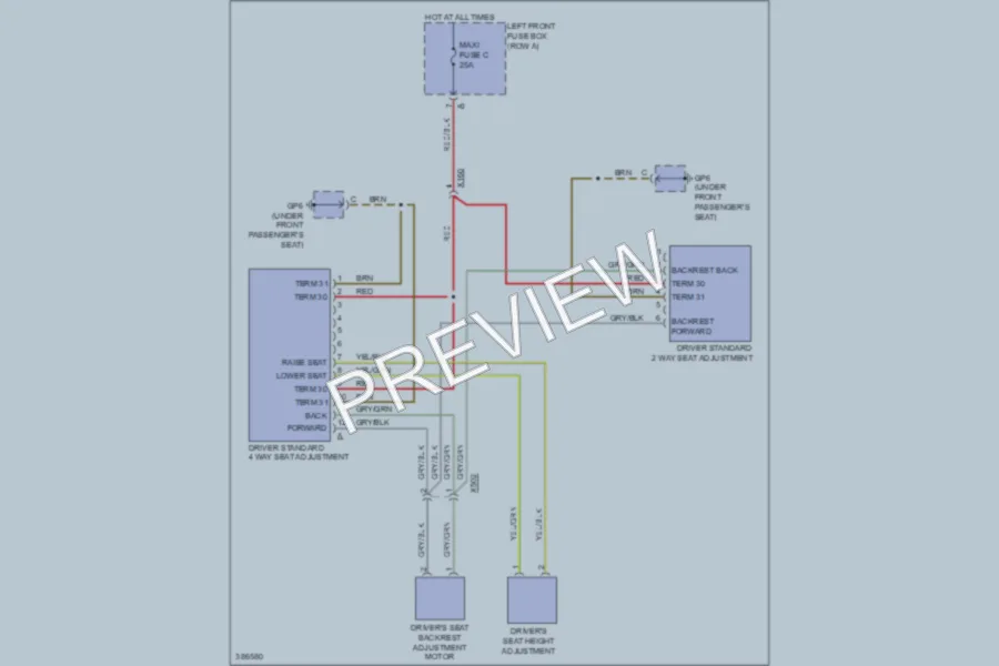 2012 Porsche 911 Power Seats wiring diagram preview
