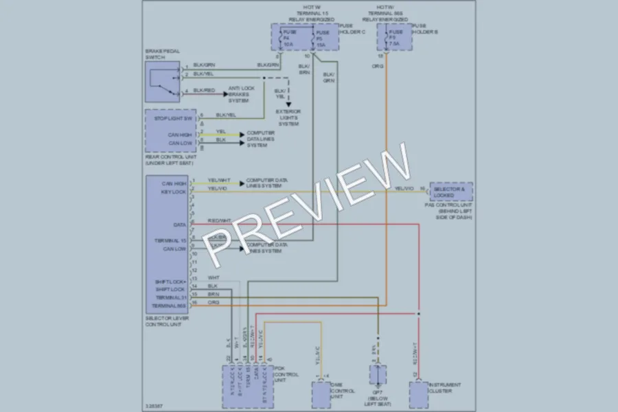 2012 Porsche Cayman Shift Interlock wiring diagram preview
