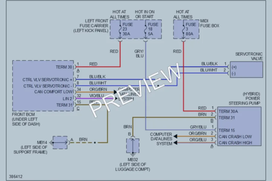 2012 Porsche Panamera Electronic Power Steering wiring diagram preview