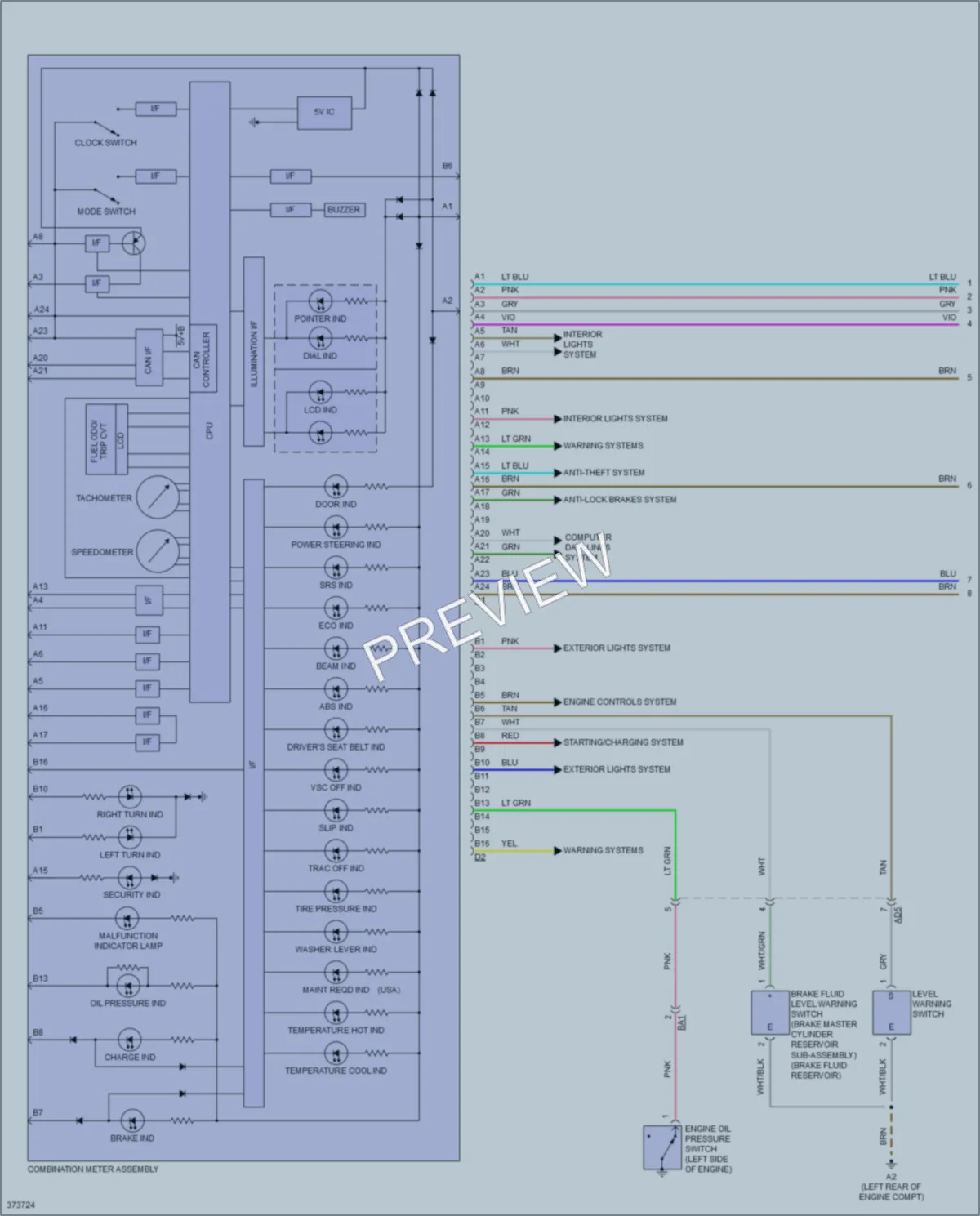 2012 Scion iQ Instrument Cluster wiring diagram preview