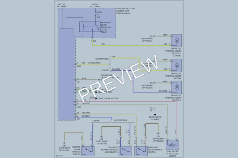 2012 Smart fortwo Trunk Tailgate Fuel Door wiring diagram preview