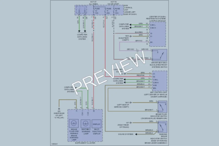 2012 Smart fortwo Warning Systems wiring diagram preview