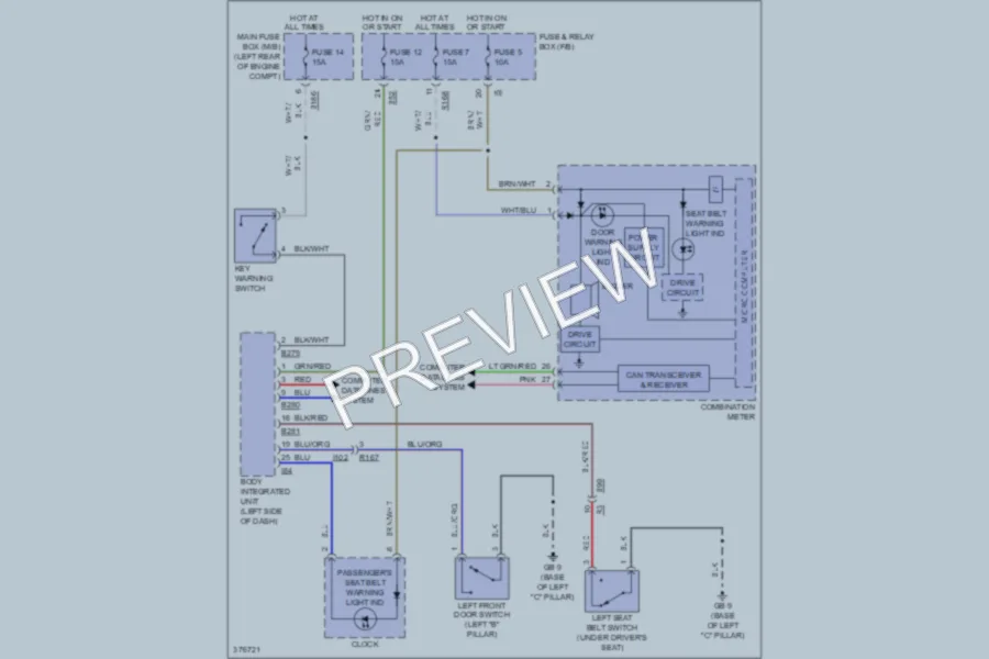 2012 Subaru 2.5L Eng Warning Systems wiring diagram preview
