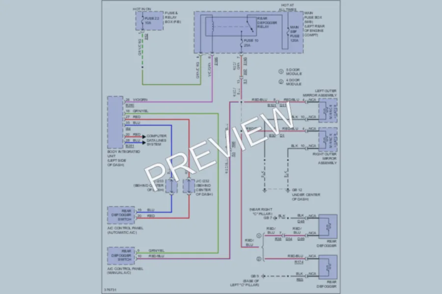 2012 Subaru 2.0L Eng Defoggers wiring diagram preview