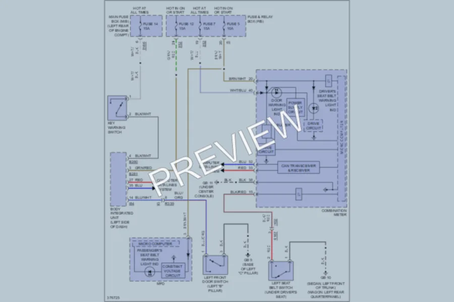 2012 Subaru 2.0L Eng Warning Systems wiring diagram preview