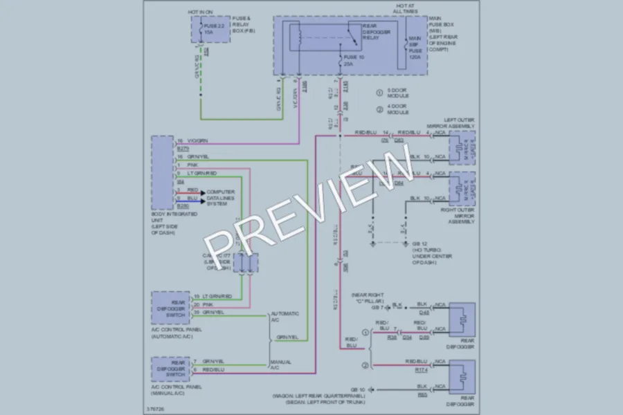 2012 Subaru 2.5L Eng Defoggers wiring diagram preview