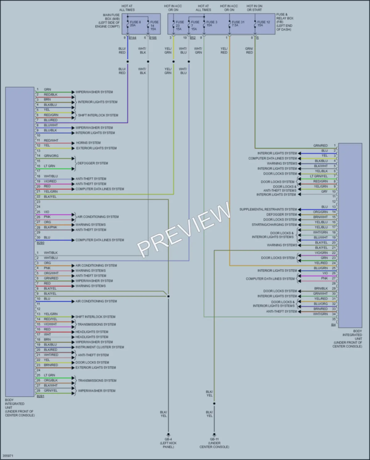 2012 Subaru Tribeca Body Control Modules wiring diagram preview