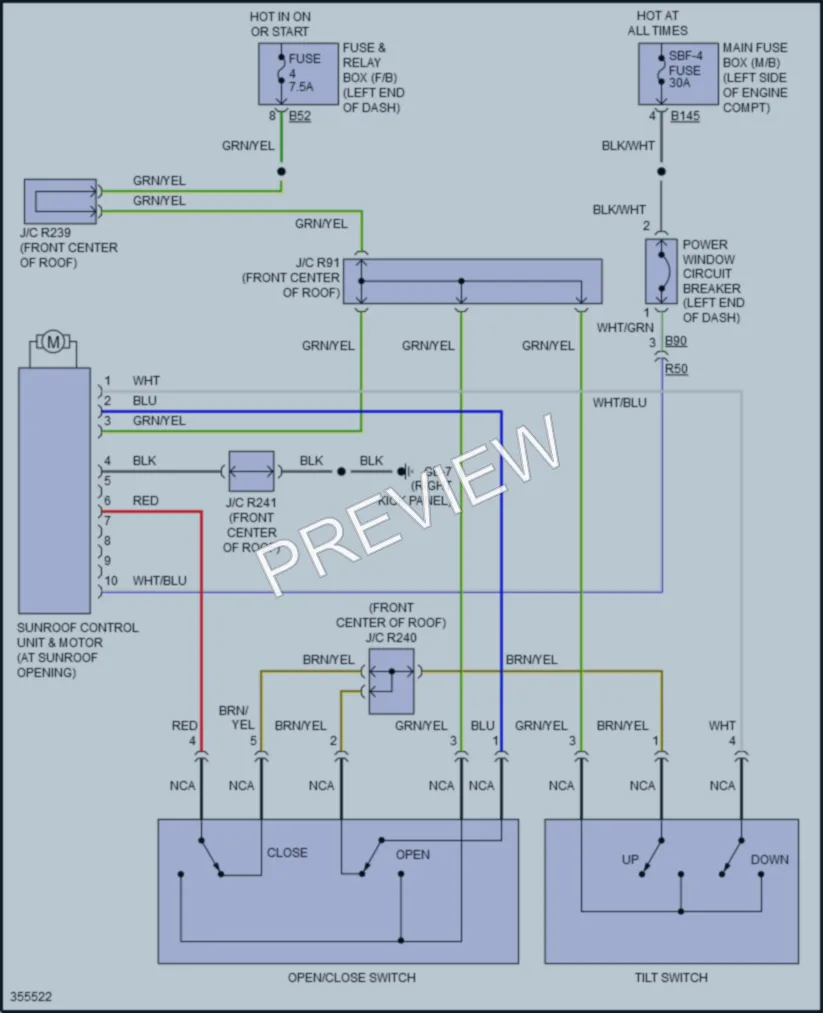 2012 Subaru Tribeca Power Top Sunroof wiring diagram preview