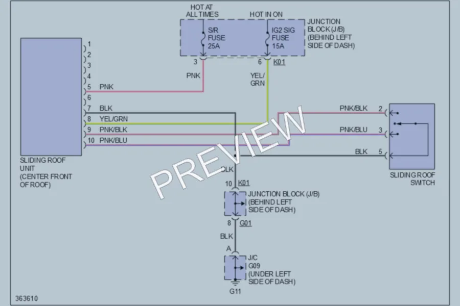 2012 Suzuki GrandVitara Power Top Sunroof wiring diagram preview