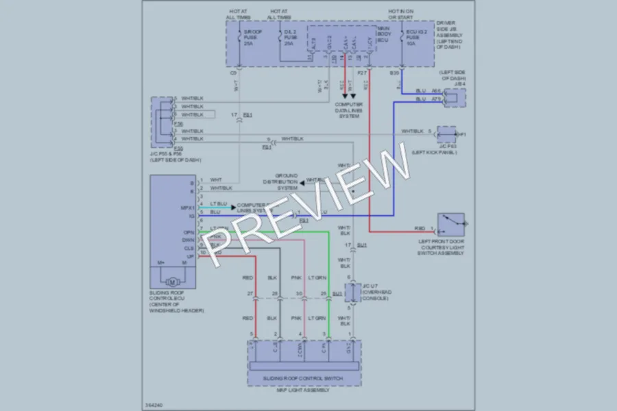 2012 Toyota 4Runner Power Top Sunroof wiring diagram preview