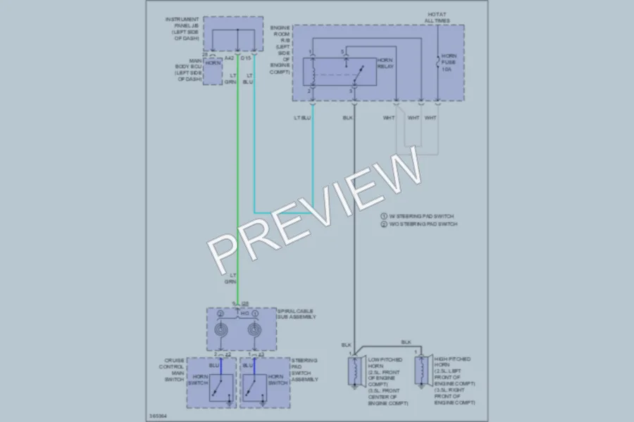 2012 Toyota Camry Horn wiring diagram preview
