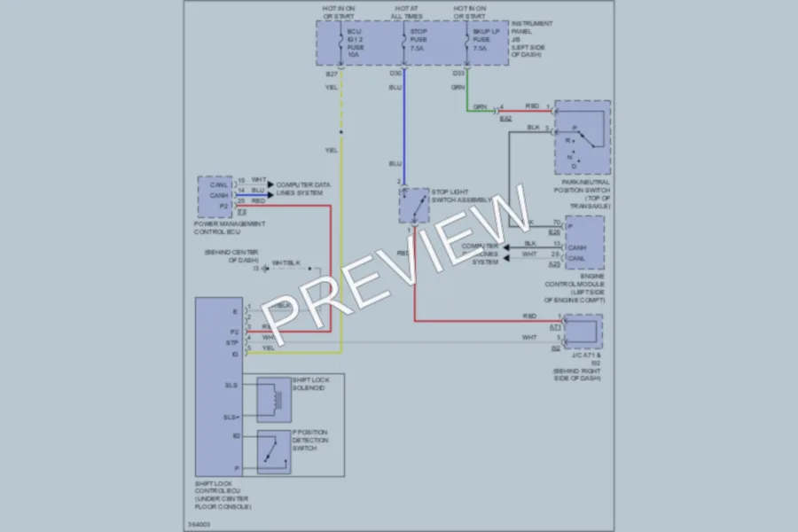 2012 Toyota Camry Shift Interlock wiring diagram preview