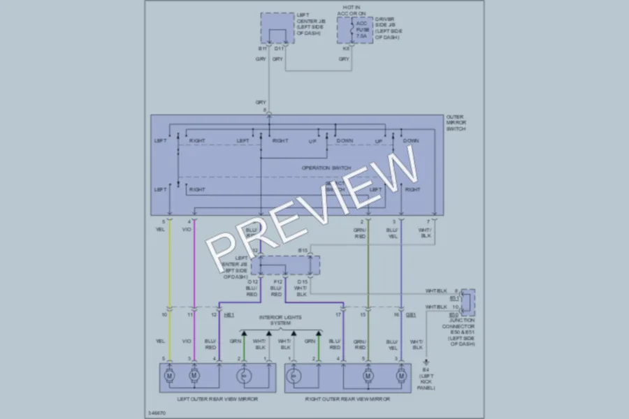 2012 Toyota FJCruiser Power Mirrors wiring diagram preview