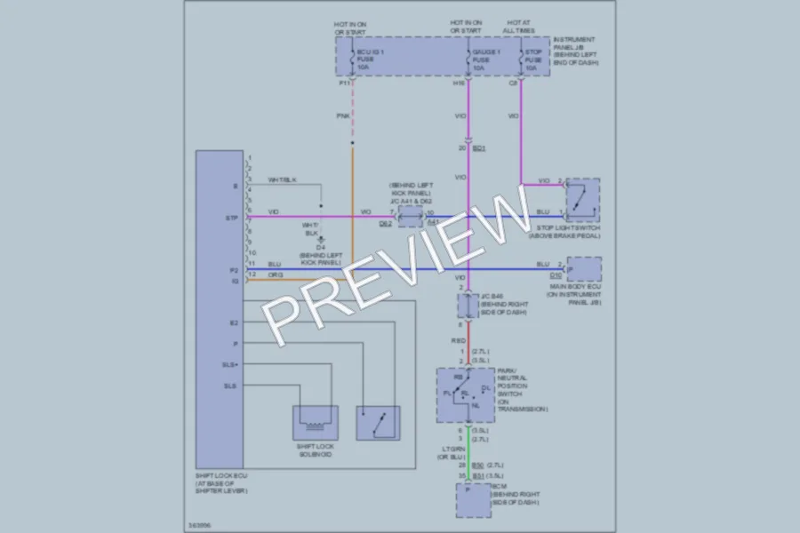 2012 Toyota HighlanderHybrid Shift Interlock wiring diagram preview