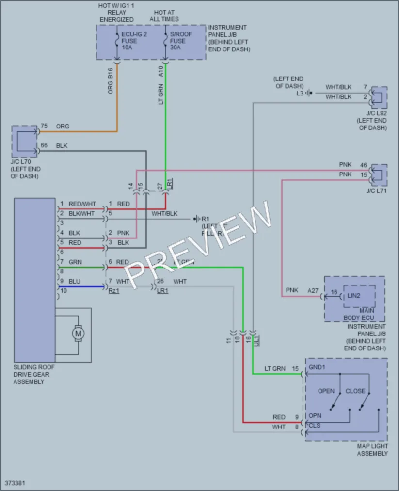2012 Toyota Priusv Power Top Sunroof wiring diagram preview
