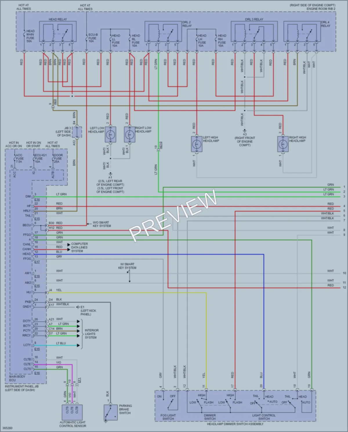 2012 Toyota RAV4 Headlights wiring diagram preview