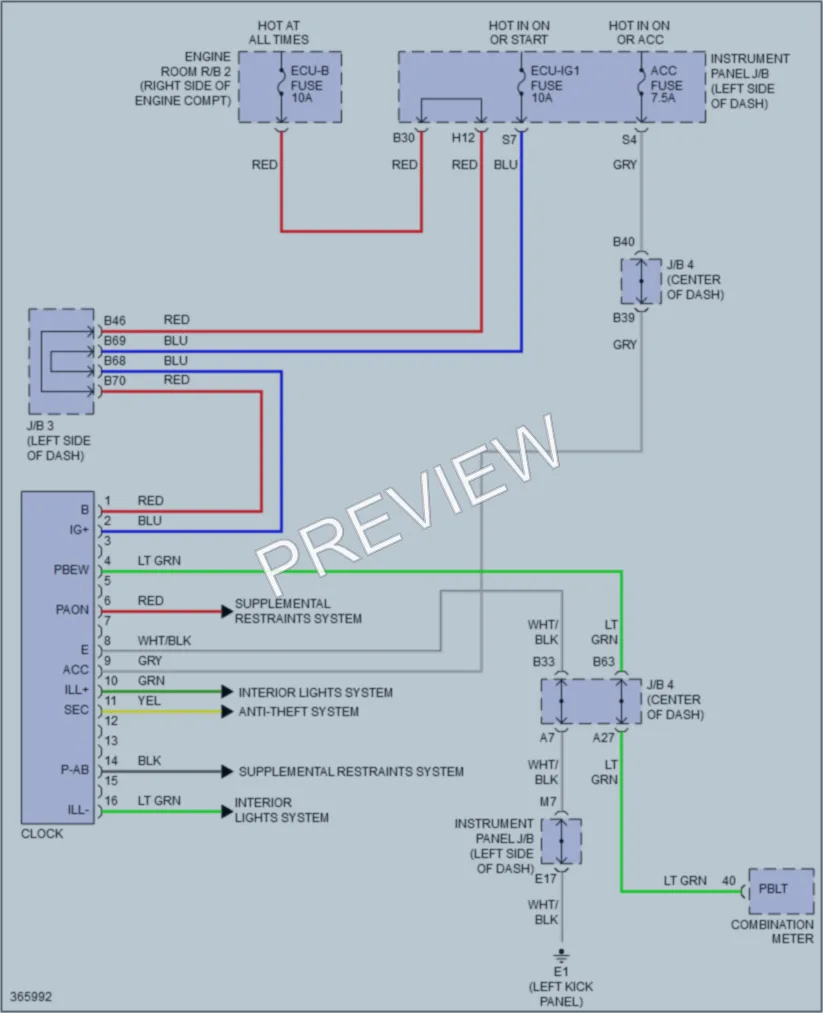 2012 Toyota RAV4 Instrument Cluster wiring diagram preview