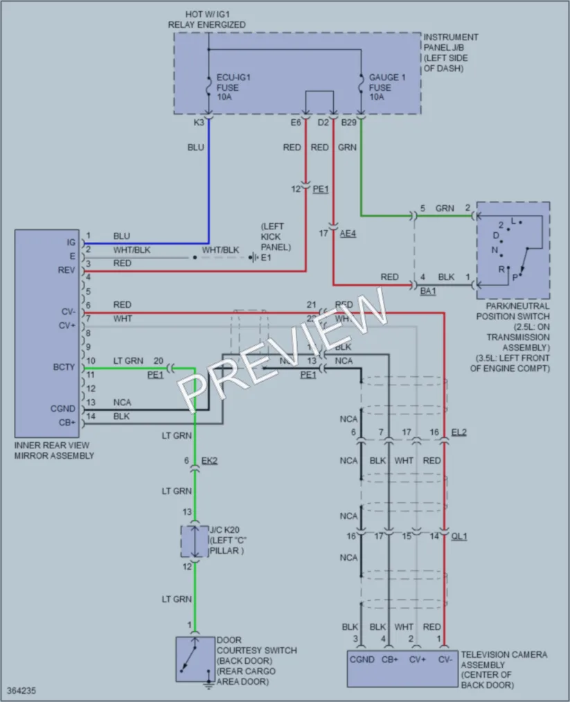 2012 Toyota RAV4 Power Mirrors wiring diagram preview