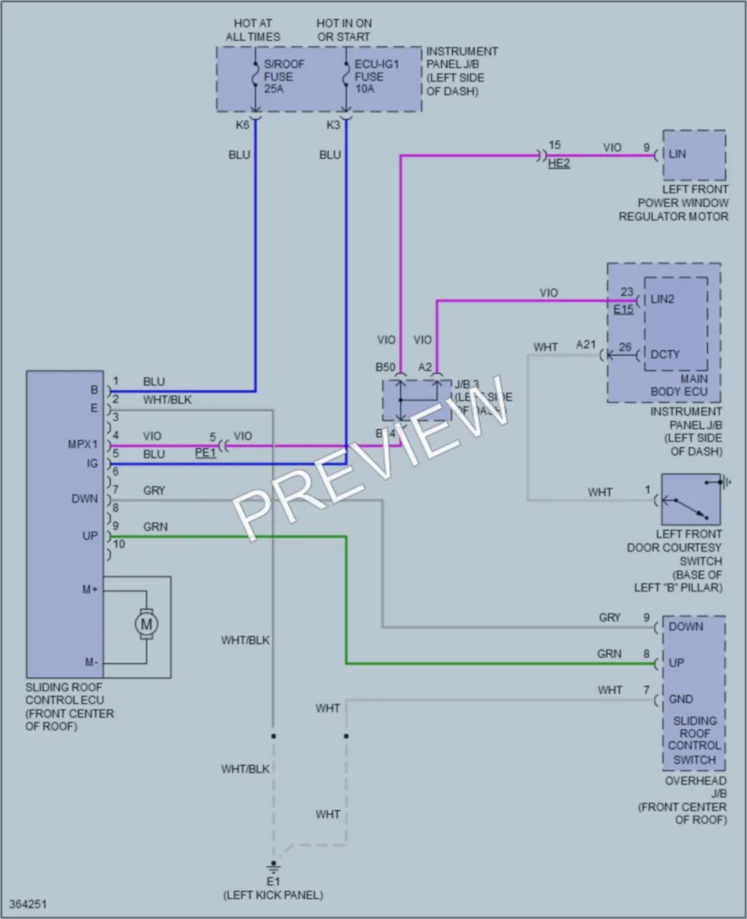2012 Toyota RAV4 Power Top Sunroof wiring diagram preview