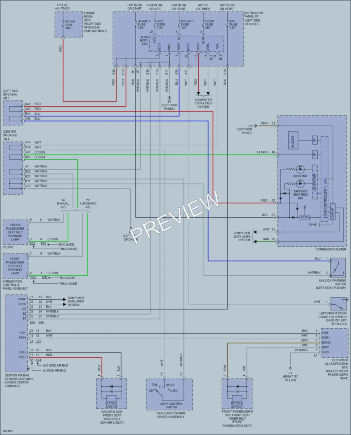 2012 Toyota RAV4 Warning Systems wiring diagram preview