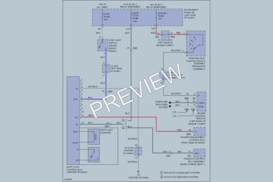 2012 Toyota Sienna Shift Interlock wiring diagram preview