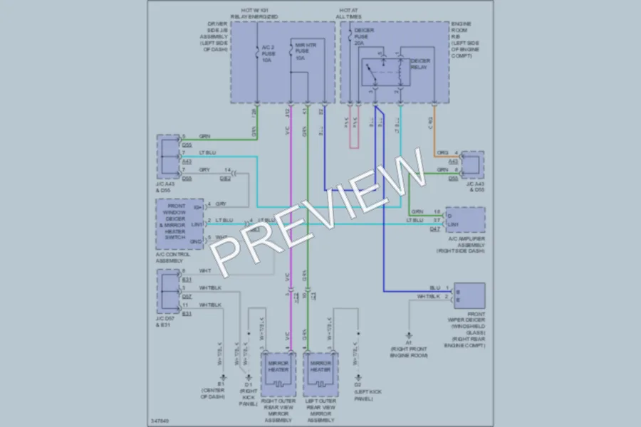 2012 Toyota Venza Defoggers wiring diagram preview