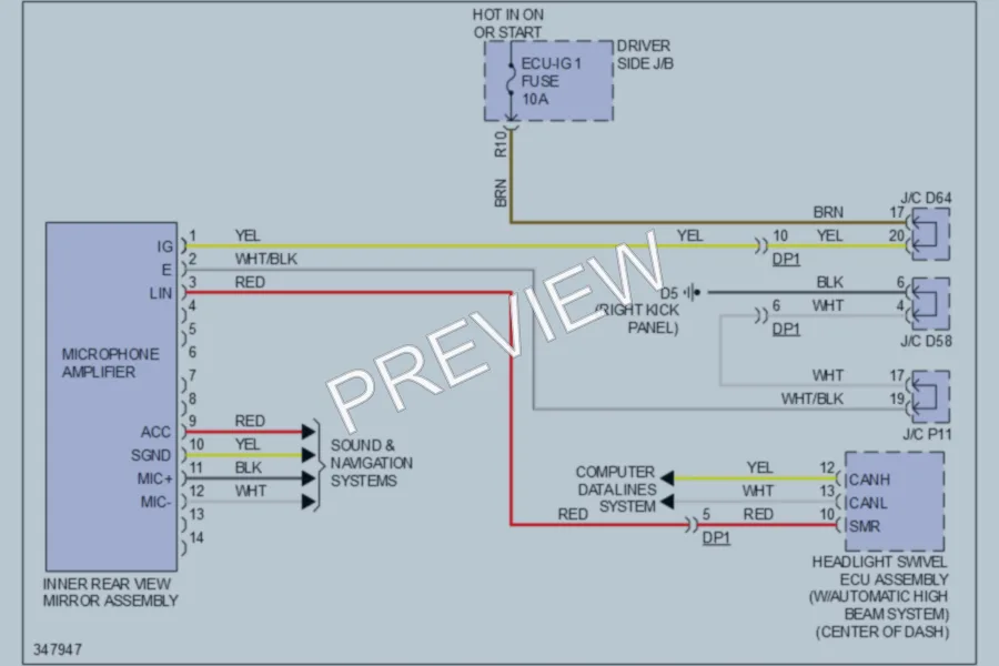 2012 Toyota Venza Power Mirrors wiring diagram preview