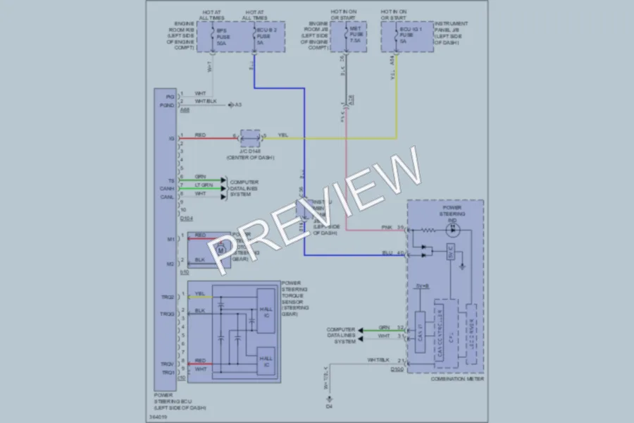 2012 Toyota Yaris Electronic Power Steering wiring diagram preview