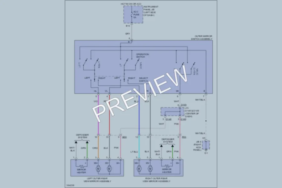 2012 Toyota Yaris Power Mirrors wiring diagram preview