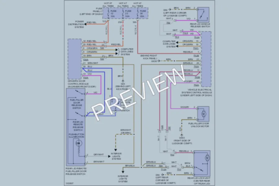 2012 Volkswagen Eos Trunk Tailgate Fuel Door wiring diagram preview