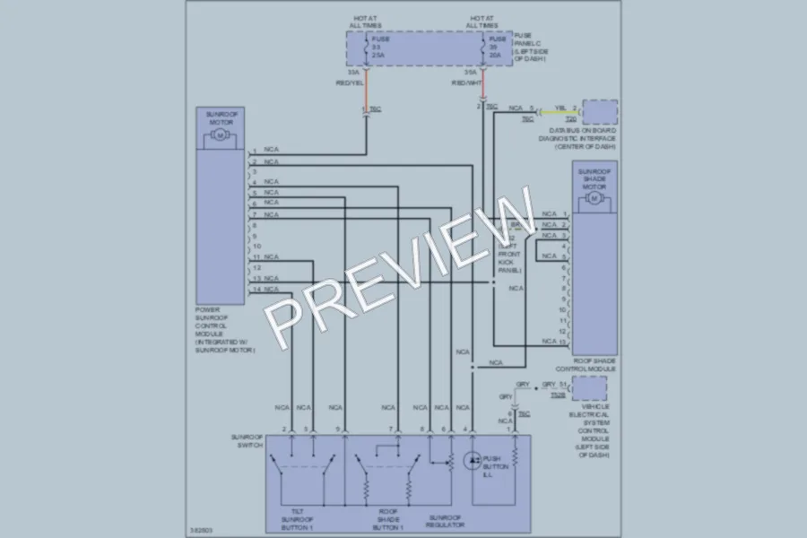 2012 Volkswagen 4D Wagon Power Top Sunroof wiring diagram preview
