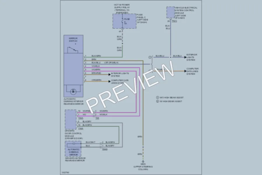 2012 Volkswagen GolfR Power Mirrors wiring diagram preview