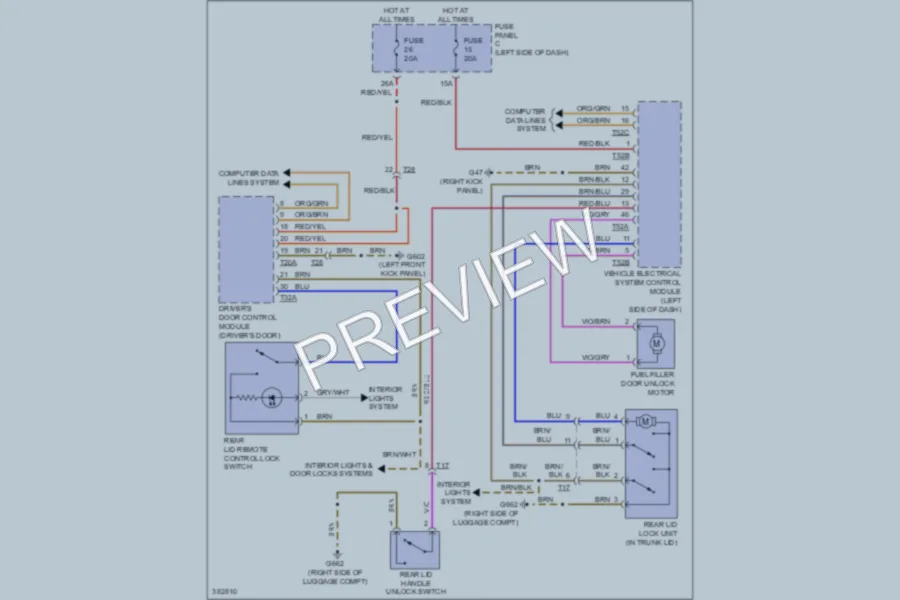 2012 Volkswagen 4D Wagon Trunk Tailgate Fuel Door wiring diagram preview