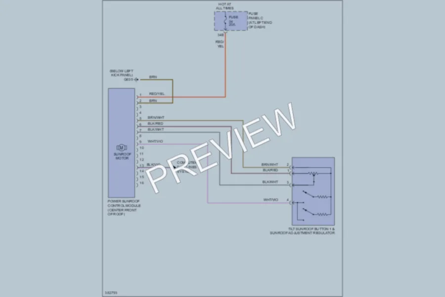 2012 Volkswagen Passat Power Top Sunroof wiring diagram preview