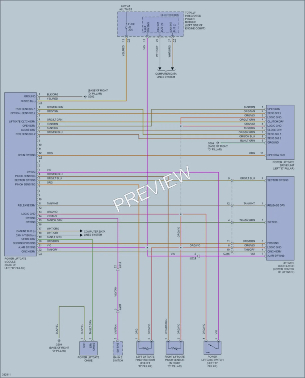 2012 Volkswagen Routan Trunk Tailgate Fuel Door wiring diagram preview