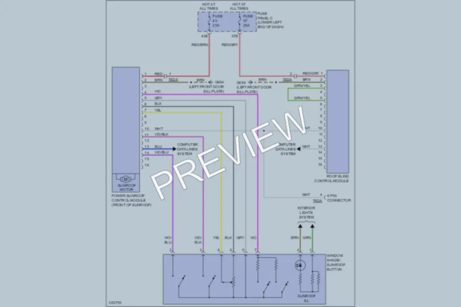 2012 Volkswagen Tiguan Power Top Sunroof wiring diagram preview