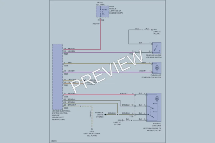 2012 Volkswagen Tiguan Trunk Tailgate Fuel Door wiring diagram preview