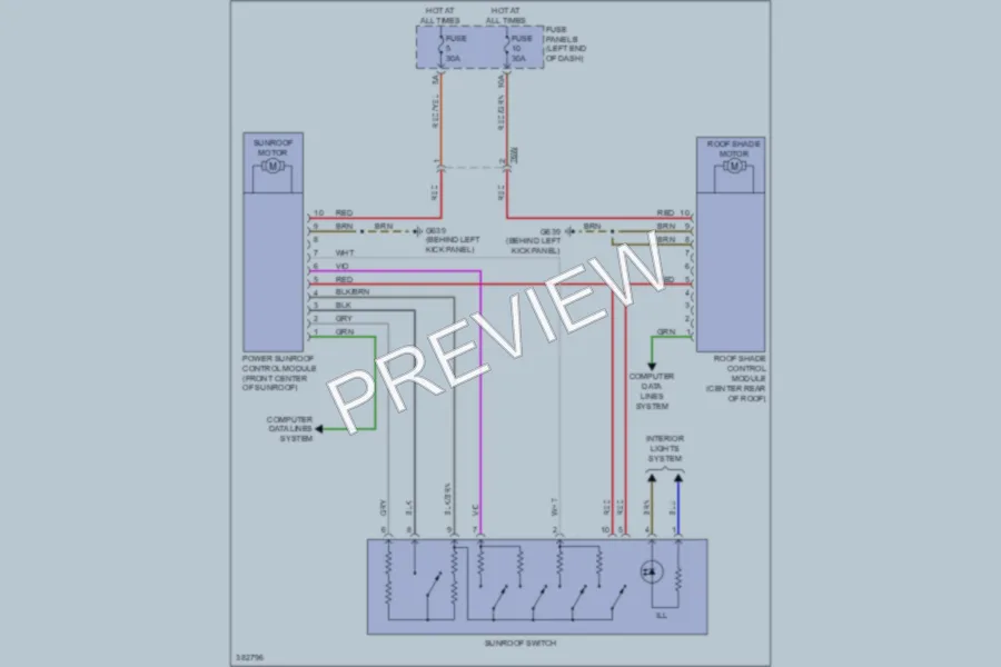 2012 Volkswagen Touareg Power Top Sunroof wiring diagram preview