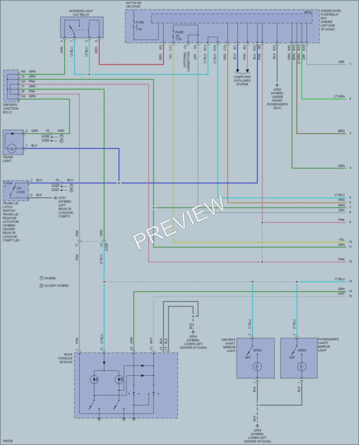 2013 Acura ILX Interior Lights wiring diagram preview