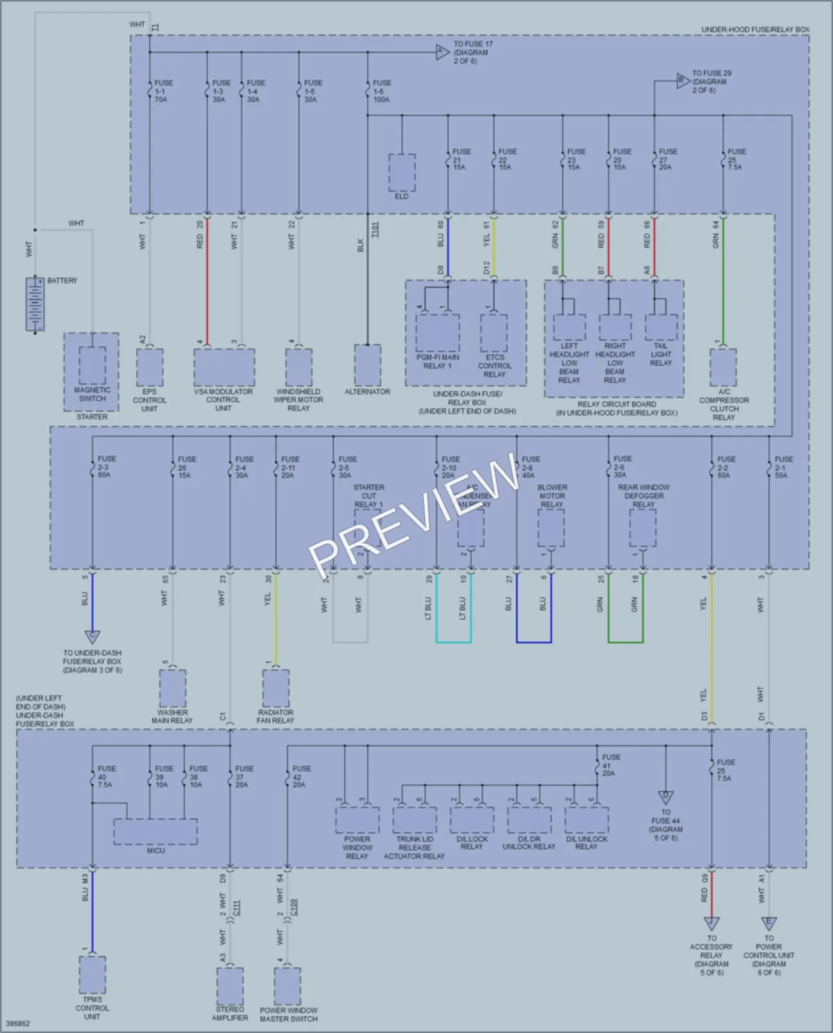 2013 Acura ILXHybrid Power Distribution wiring diagram preview