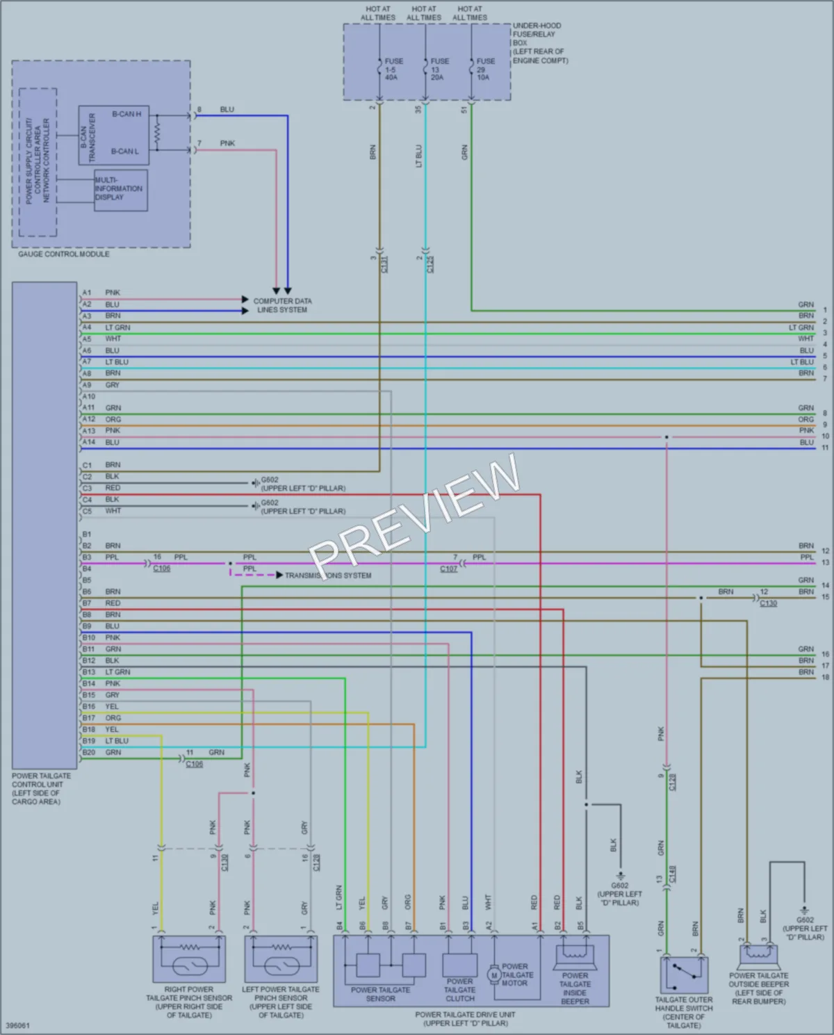 2013 Acura RDX Trunk Tailgate Fuel Door wiring diagram preview