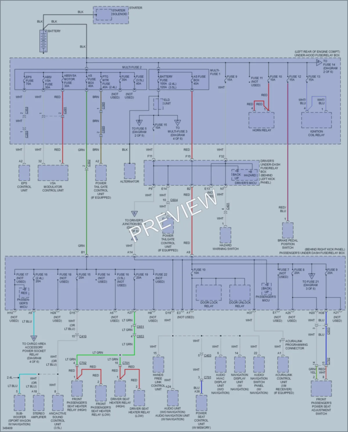 2013 Acura TSX Power Distribution wiring diagram preview